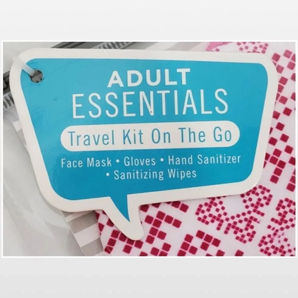 New ABG Accessories Mask Gloves Wipes Adult Travel Kit Grey White 8 Piece NWT